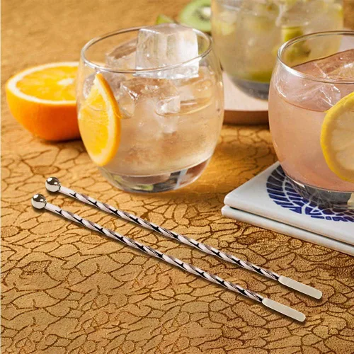 Vista 5 de 10 agitadores de acero inoxidable de 7.5 pulgadas con pequeñas paletas rectangulares para remover bebidas de café epoxi (plateado)