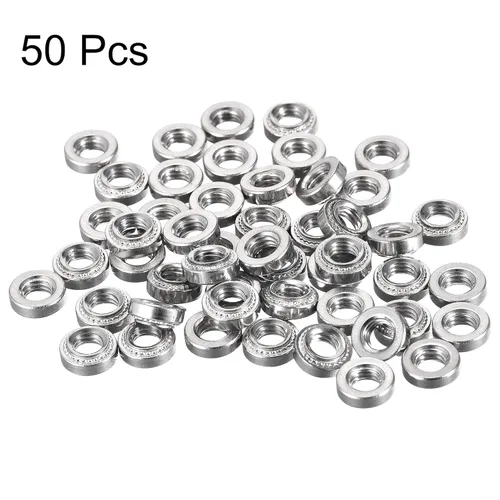 Vista 3 de uxcell Tuercas autoadhesivas, # 10-32 x 0.12 pulgadas, tuerca remachadora de acero inoxidable, cabeza redonda, acero inoxidable, fijación