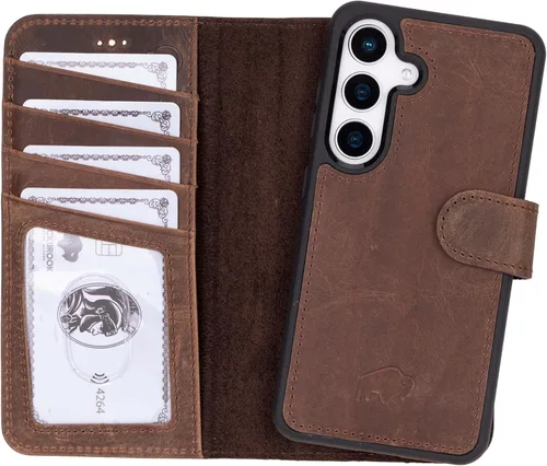 Vista 28 de BLACKBROOK Funda tipo cartera de piel para Samsung S24, extraíble 2 en 1, para carga inalámbrica, 4 ranuras para tarjetas, bolsillos para efectivo e