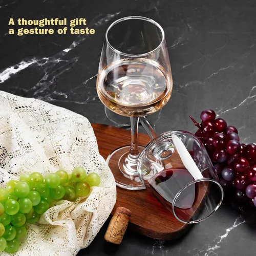 Vista 5 de Copas de vino tinto, juego de 2 copas de vino blanco, copas de vino sopladas a mano de 15 onzas, Copas de vino con tallo largo, perfectas