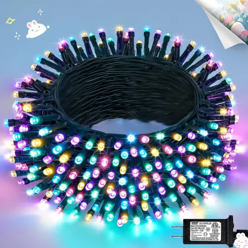 Vista 18 de JMEXSUSS Guirnalda de luces de Navidad de 200 LED azules y blancas, 66 pies, de exterior, expansible, para árbol, fiesta o decoración de hogar