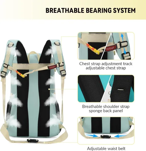 Vista 3 de Bseash Mochila impermeable de 40L para senderismo y campamento con cubierta para lluvia, bolsa de viaje deportiva al aire libre, mochila de día