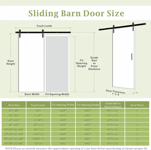 Vista 2 de BARNER HOME Puerta corrediza de granero de 36" x 84", puerta de granero estilo estante con kit de herrajes de 6.6 pies, hecha de MDF imprimado