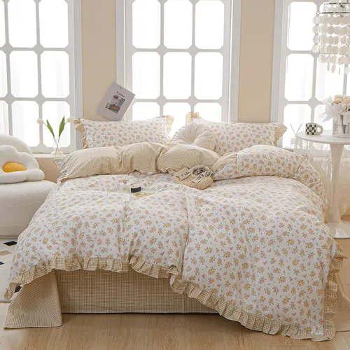 Vista 53 de VM VOUGEMARKET Juego de Funda de Consolador Romántica con Volantes Twin Estilo Princesa para Niñas Juego de Ropa de Cama de Flores Moradas