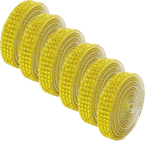 Vista 20 de 6 rollos de cinta autoadhesiva con diamantes de imitación de diamantes de imitación, rollo de cinta adhesiva con tiras de diamantes de imitación