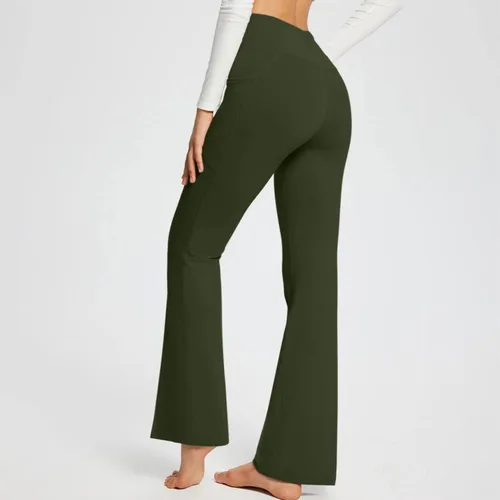 Vista 5 de DASAYO Womens Stretchy Thicken Warm Leggings Button Wide Leg Pant with Pockets Tummy Control Workout Pants Yoga Tights