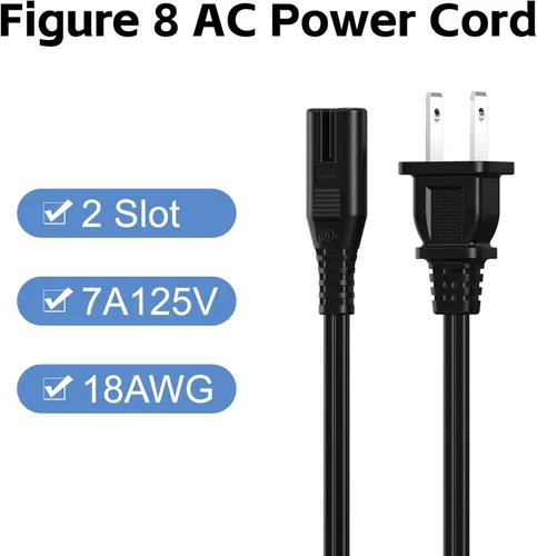 Vista 3 de Cable de alimentación de CA de 3 pies (1 unidad), cable de alimentación de TV de 2 clavijas, cable de alimentación de repuesto para Xbox One S, Xbox