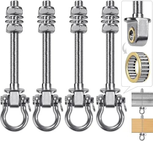 Vista 13 de BeneLabel Ganchos de columpio resistentes con rodamientos, juego de 2 soportes de tornillo de acero inoxidable 304 para sillas colgantes, columpios