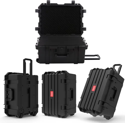 Vista 8 de Regetek Funda rígida impermeable, 27 x 20 x 13 pulgadas, funda rígida con ruedas, mango retráctil para cámara, dron, herramienta, electrónica, a