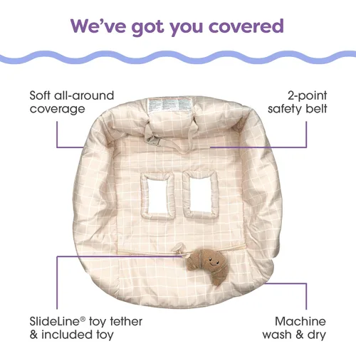 Vista 2 de Boppy Funda para carrito de compras para bebé, cobertura de 360° para bebés con arnés de seguridad, correa de juguete, colocación con una sola mano