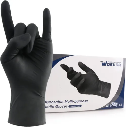Vista 21 de Wostar Guantes desechables de nitrilo sin polvo y látex, guantes de examen de nitrilo desechables no estériles de 4 mil para pantalla táctil