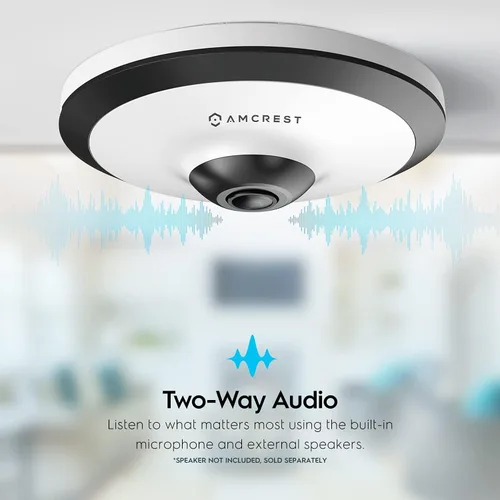 Vista 5 de Amcrest Cámara IP POE de ojo de pez, Cámara IP POE panorámica de 360° de 5 megapíxeles, Cámara de seguridad de ojo de pez