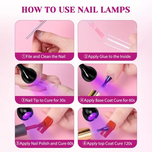 Vista 63 de AORAEM Lámpara LED UV para uñas: lámpara U V de cuello de cisne de doble cabeza para uñas de gel, luz LED de curación flash con 6 lupas para el Negro