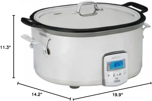 Vista 6 de All-Clad Olla de cocción lenta eléctrica 7 en 1 de 5 cuartos de galón con acero inoxidable y hierro fundido, 1200 W - Olla esmaltada negra