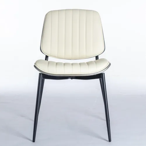 Vista 2 de Dining Chairs Set of 2 Mid Century Modern Retro Design with Walnut Bentwood Back Upholstered Seat Metal Legs Adjustable Foot for Kitchen Dining Room