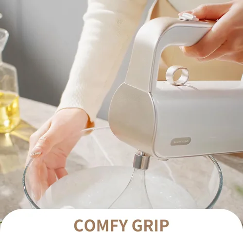 Vista 8 de Master - Batidora de mano eléctrica 4 en 1 con Turbo Boost, batidor de acero inoxidable, batidores, ganchos para masa y espumador de leche, batidora