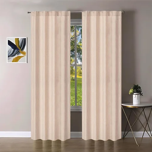 Vista 6 de Cortinas de lino natural, cortinas de lino, cortinas de granja para sala de estar, cortinas con pestañas superiores, cortinas de lino con pestañas
