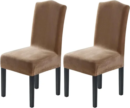 Vista 46 de H.VERSAILTEX Juego de 4 fundas elásticas para sillas de comedor, fundas protectoras para sillas Parson, tela de terciopelo sólido suave y gruesa