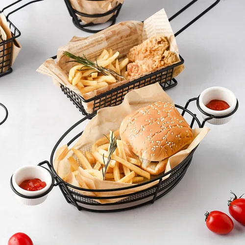 Vista 2 de DOITOOL Cesta de papas fritas de acero inoxidable de 12.99 x 5.90 x 2.75 pulgadas, cesta para freír alimentos para cocina, servicio en el hogar