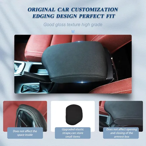 Vista 6 de Funda de consola central de alta calidad compatible con Toyota Hilux 2015 2016 2017 2018 2019 2020 2021 Protector de cojín para reposabrazos de coche