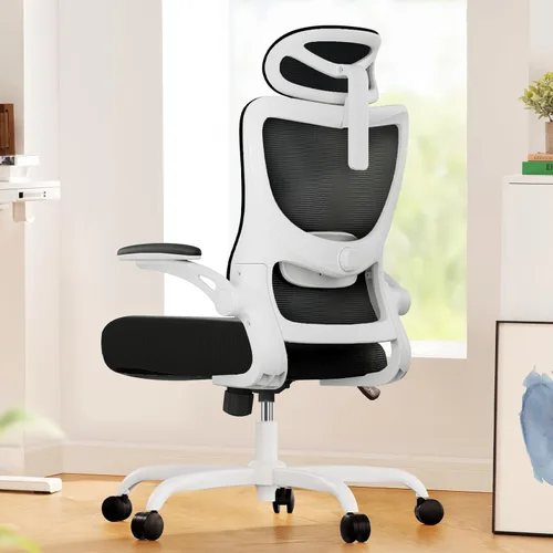 Vista 15 de Marsail - Silla ergonómica de oficina - Silla de escritorio con respaldo alto de malla y soporte lumbar ajustable, silla giratoria con ruedas