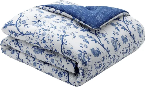 Vista 6 de Laura Ashley - Juego de edredón Queen, ropa de cama de algodón suave y reversible, peso medio para comodidad durante todo el año, juego de cama de 7