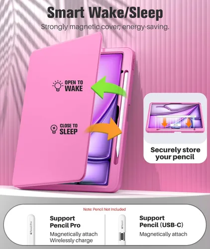 Vista 54 de MoKo Funda para iPad Air de 13 pulgadas M3 2025 y M2 2024 con soporte para lápices, funda para iPad Air 13 [protector de pantalla integrado]
