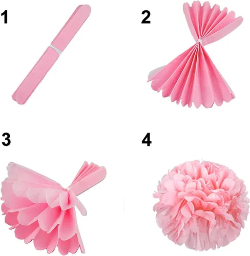 Vista 5 de 12 pompones de papel de seda azules para colgar, pompones de flores para decoración de fiesta de techo