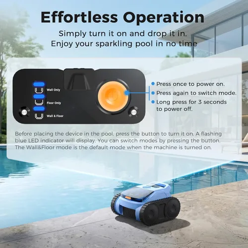 Vista 3 de Limpiador robótico inalámbrico para piscinas, aspiradora robótica automática para piscinas enterradas, limpieza de robot de piscina de spa de hasta