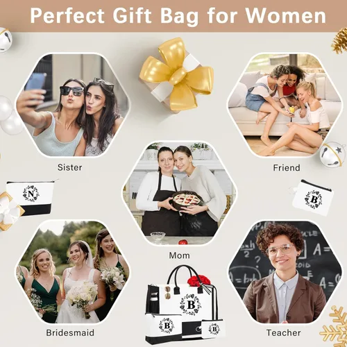 Vista 74 de Monogram - Bolsas de lona personalizadas con iniciales para mujer, bordado de doble cara, bolsas de playa, regalos para mujeres