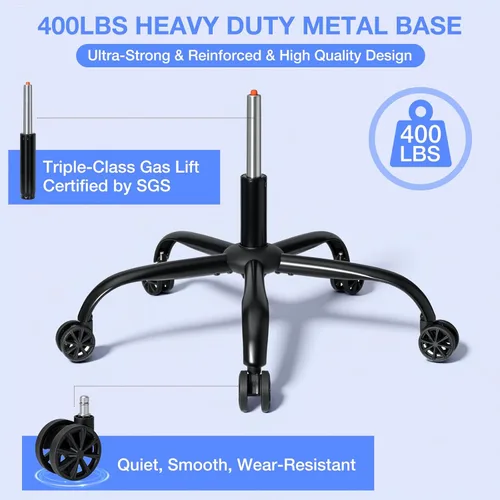 Vista 9 de HOFFREE Silla de oficina reclinable con soporte lumbar y reposacabezas ajustable, silla de oficina ejecutiva de 400 libras con reposapiés, silla