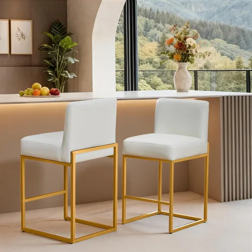 Vista 33 de Taburetes de bar de altura de mostrador, juego de taburetes de bar de piel sintética de 3,26 pulgadas, taburetes de cocina modernos con respaldos