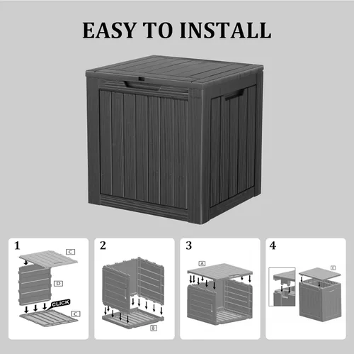 Vista 7 de Tarkari Caja de almacenamiento para exteriores, de resina, con cierre, de 35 galones, impermeable y resistente a los rayos UV, para guardar cojines