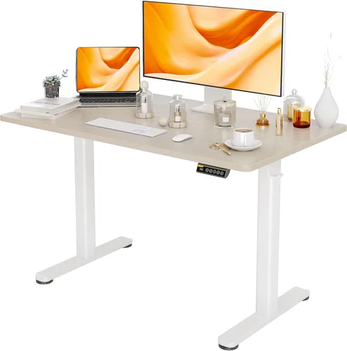 Vista 28 de Claiks - Escritorio eléctrico de pie, escritorio de altura ajustable para trabajar sentado o de pie, escritorio de oficina en casa con tablero
