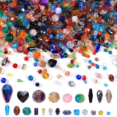 Vista 8 de Variadas Cuentas de Cristal de Vidrio para Hacer Joyería, Trabajo de Lámpara DIY, Cuentas Espaciadoras de Vidrio, Cuentas de Cristal
