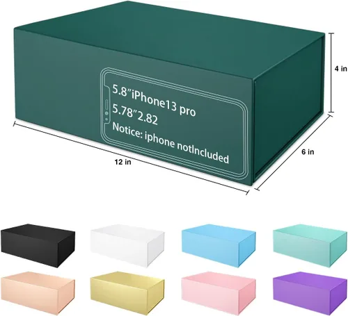 Vista 2 de Caja de regalo verde de 12 x 6 x 4 pulgadas con tapa de cierre magnético, cajas de regalo para regalos, caja de regalo de dama de honor, bonita caja