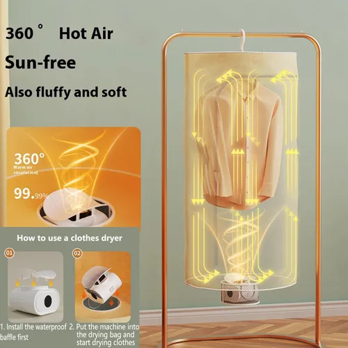 Vista 3 de Mini Secadora de ropa portátil multifuncional 3 en 1, secador de tacos, mini calentador de ropa secadora de zapatos calentador para dormitorio