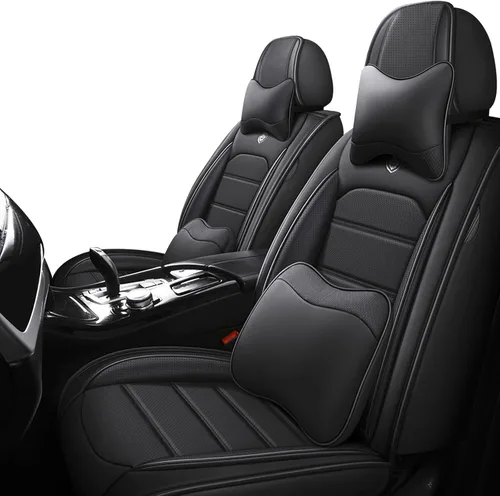 Vista 20 de Fundas de asiento delantero de automóvil para Jeep Cherokee 1983-2023, 2 asientos de ajuste personalizado, cojín protector de cuero, fundas Negro