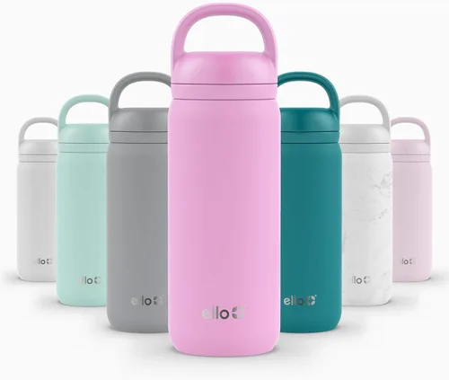 Vista 50 de Ello Cooper Twist - Botella de agua de acero inoxidable de 32 onzas con tapa para beber A prueba de fugas Doble pared y aislada al vacío Asa