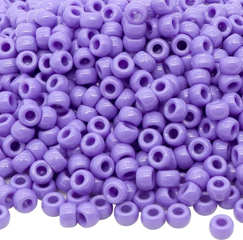Vista 11 de 1000 piezas Cuentas de pony de 9 mm para pulsera, cuentas de plástico negro en barril para collar, cuentas de pelo para trenzas, llavero