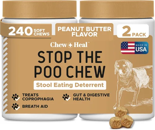 Vista 9 de No Poo Chews - Masticables para perros, 120 masticables suaves, sabor a pollo, sin picaduras de caca, tratamiento de coprofagia para perros