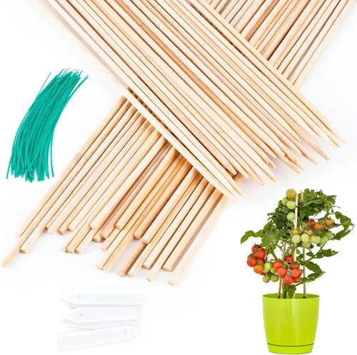 Vista 8 de PERSZEN Estacas para Plantas 50 PCS Varillas de Bambú Verde de Jardín Estacas de Soporte para Plantas de Interior y Exterior, Letrero de Madera