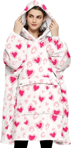 Vista 38 de Manta portátil de sherpa con capucha, para adultos, todos los patrones, de gran tamaño, sudadera con bolsillos