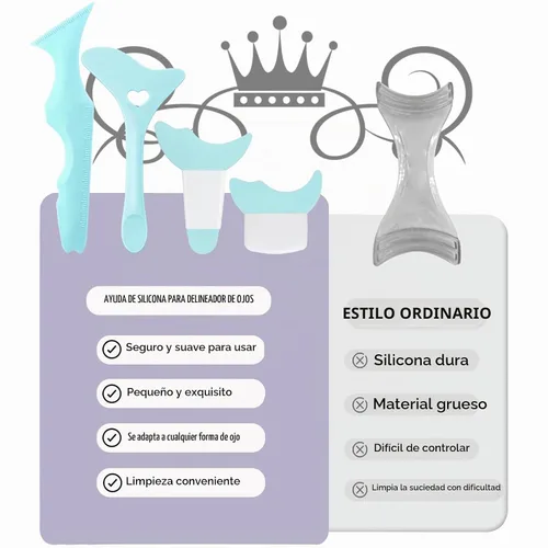Vista 4 de 4 plantillas de silicona reutilizables para delineadores de ojos, protector de máscara de pestañas, herramienta de ayuda para aplicadores de sombra