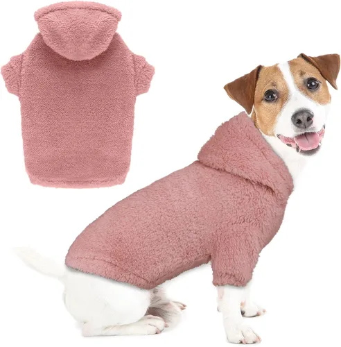 Vista 23 de Suéteres mullidos para perros grandes, ropa con capucha para mascotas, abrigos cálidos y suaves para mascotas, sudadera con capucha para perros Gris