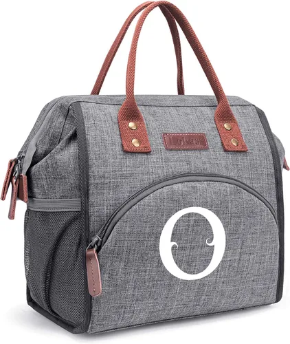 Vista 107 de Lonchera personalizada para mujer, inicial, bolsa de almuerzo aislada reutilizable, lonchera térmica de apertura amplia para adultos, bolsa