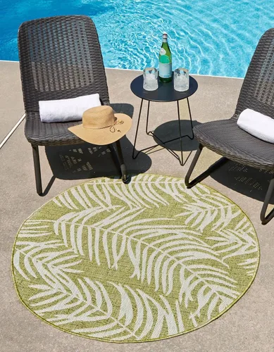 Vista 51 de Unique Loom - Tapete de la colección Outdoor Botanical, diseño de palmera (4.1 pies x 6.1 pies, rectangular, color azul/azul marino)