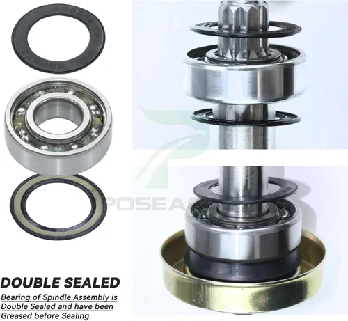 Vista 5 de 604214 Conjunto de husillo con espaciador de polea 604123 y kit de herramientas de montaje para tractores de césped Hustler Raptor de 34", 36", 42