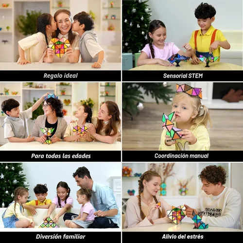 Vista 6 de TOSY Pirámide Magnética de Piedra - 1 Cubo se Transforma en 1 Billón de Formas, 14 piezas (12 piezas de rompecabezas y 2 giradores), 243 Imanes