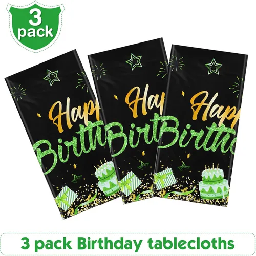 Vista 3 de Paquete de 3 manteles de plástico rectangulares con diseño de confeti estrellado para mujeres y hombres, suministros de fiesta de baby shower, 108 x